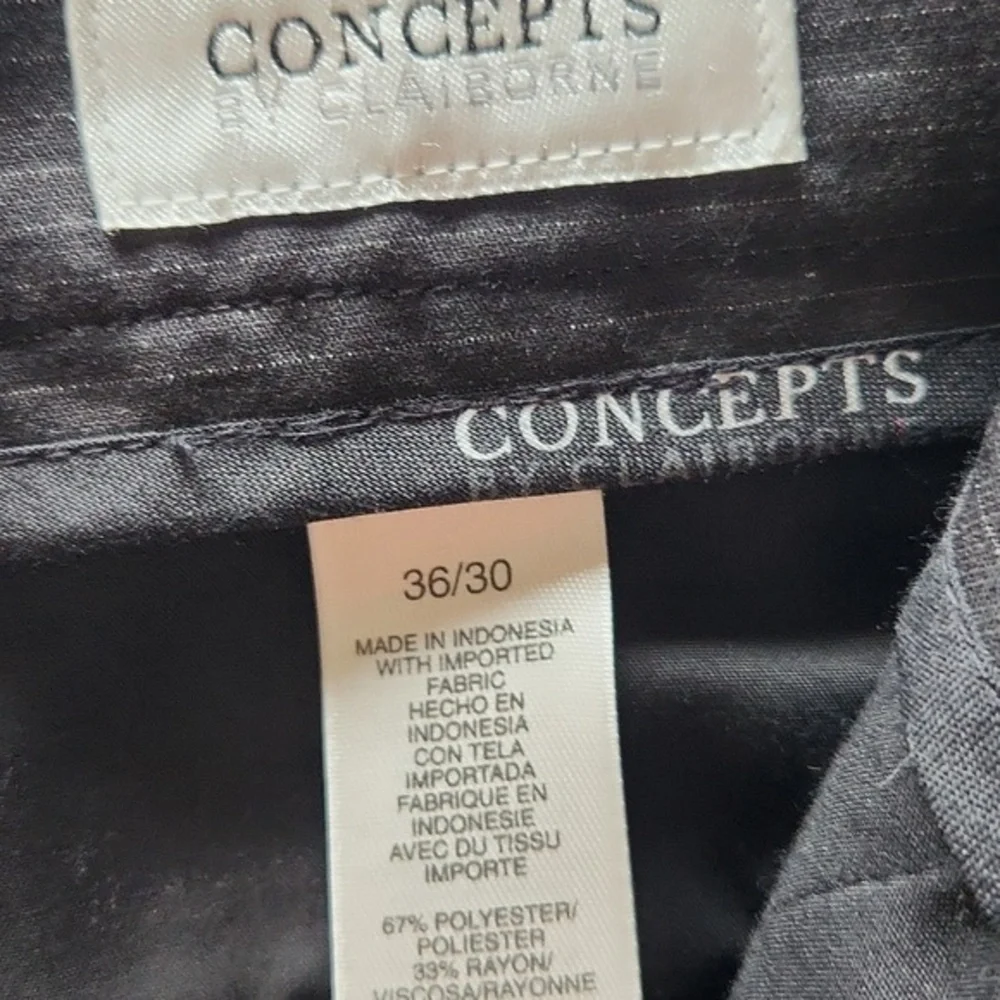 Concepts by Claiborne Mens Black Pinstripe Dress Pants 36x30 Flat Front Straight